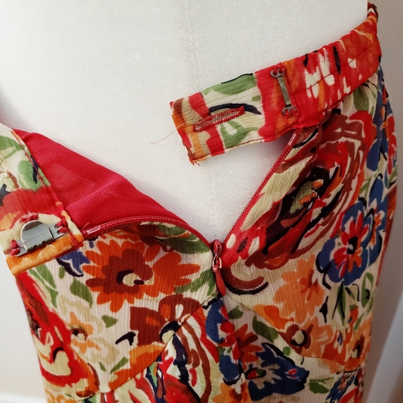 VINTAGE FLORAL RUFFLED CHIFFON SKIRT long - Picture 11 of 11